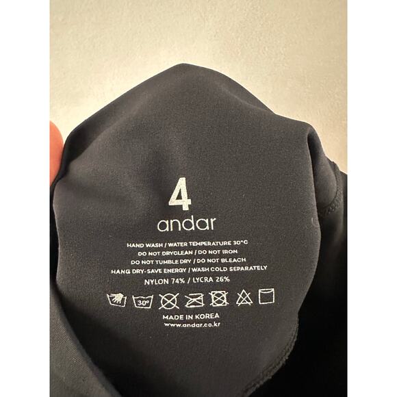 Andar Airywin Leggings Activewear Solid Black Crop Yoga Gym workout Korea 4 - Picture 4 of 4